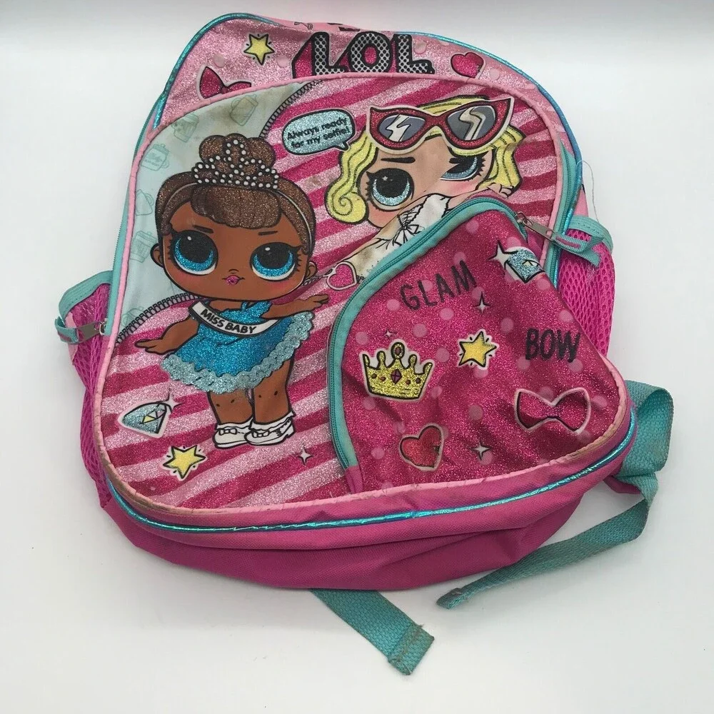 LOL Surprise! Backpack Girl's School Book Bag Pink Glitter Glam Bling